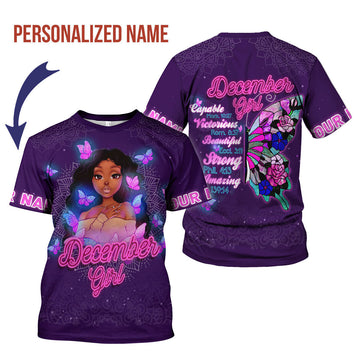 Customspig Personalized T-Shirt December Girl All Over Printed