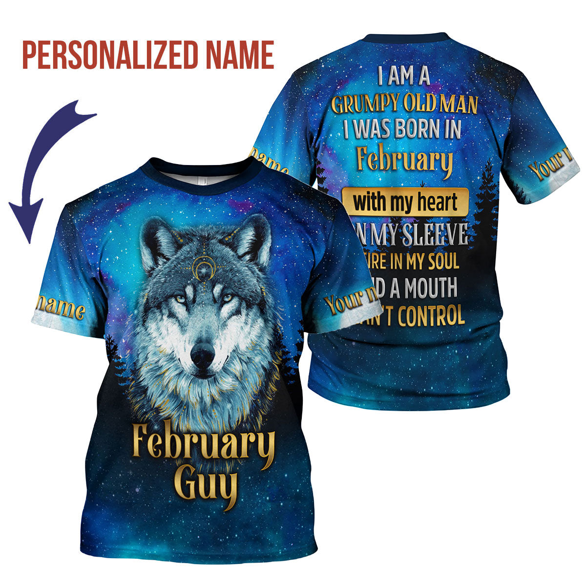CustomsPig Personalized T-Shirt I Was Born In February All Over Printed