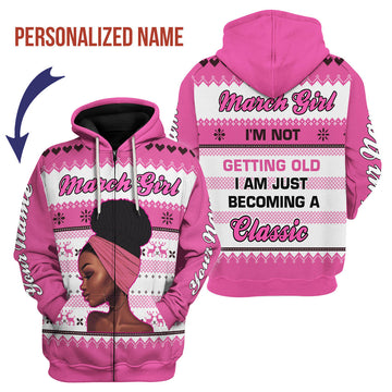 CustomsPig Personalized Zip Hoodie March Girl All Over Printed