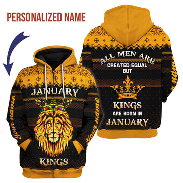 CustomsPig Personalized Zip Hoodie January Guy Kings Are Born In January All Over Printed
