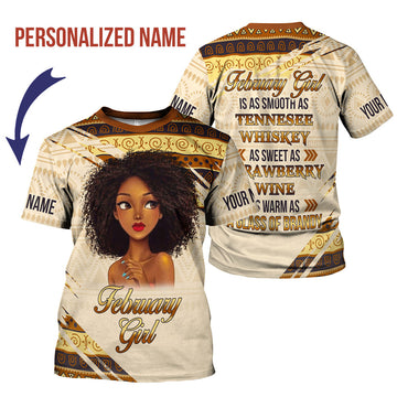 CustomsPig Personalized T-Shirt February Girl All Over Printed