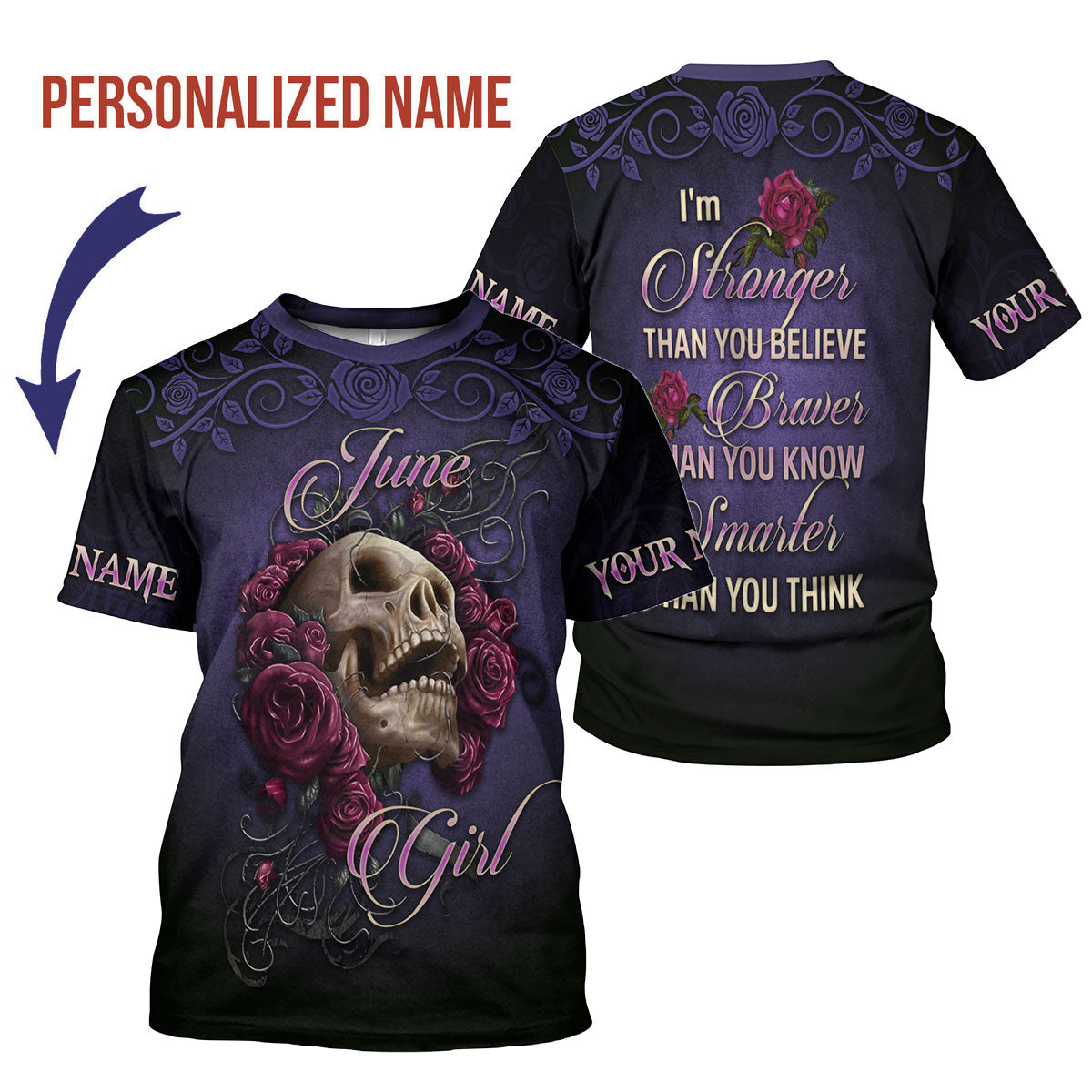 CustomsPig Personalized T-Shirt I'm A June Girl All Over Printed