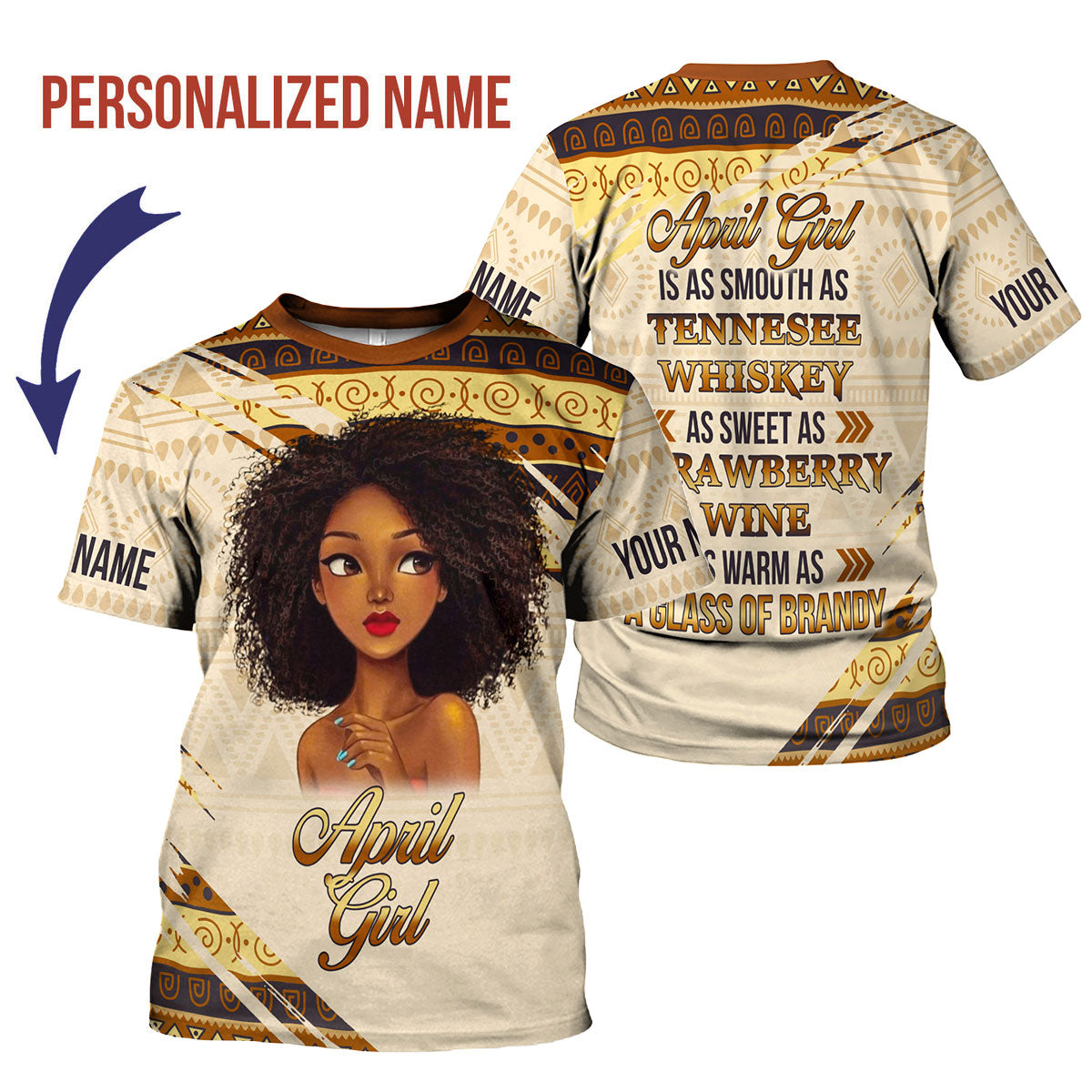 CustomsPig Personalized T-Shirt April Girl All Over Printed