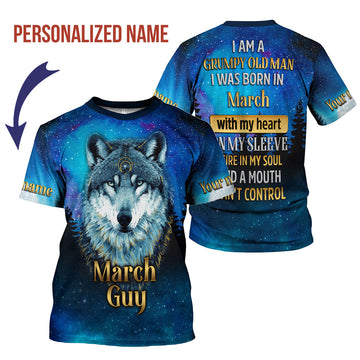 CustomsPig Personalized T-Shirt I Was Born In MarchAll Over Printed