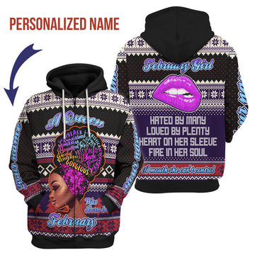CustomsPig Personalized Zip Hoodie February Queen  All Over Printed