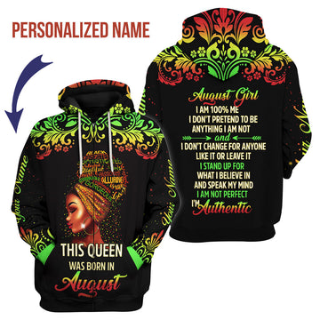 CustomsPig Personalized Zip Hoodie August Girl I Am 100% Me All Over Printed
