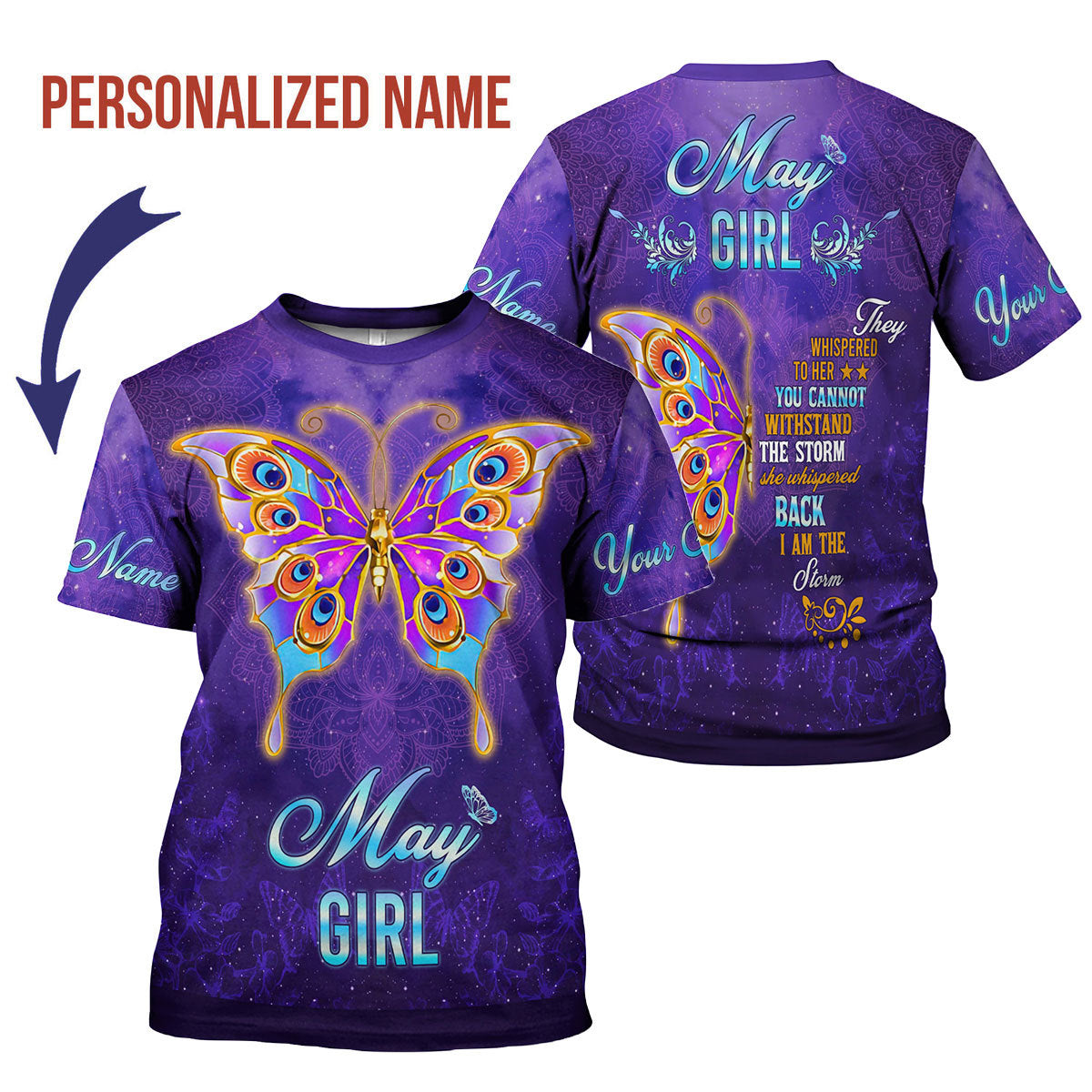 CustomsPig Personalized T-shirt May Girl All Over Printed