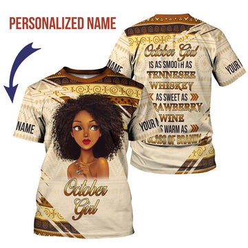 CustomsPig Personalized T-shirt October Girl All Over Printed