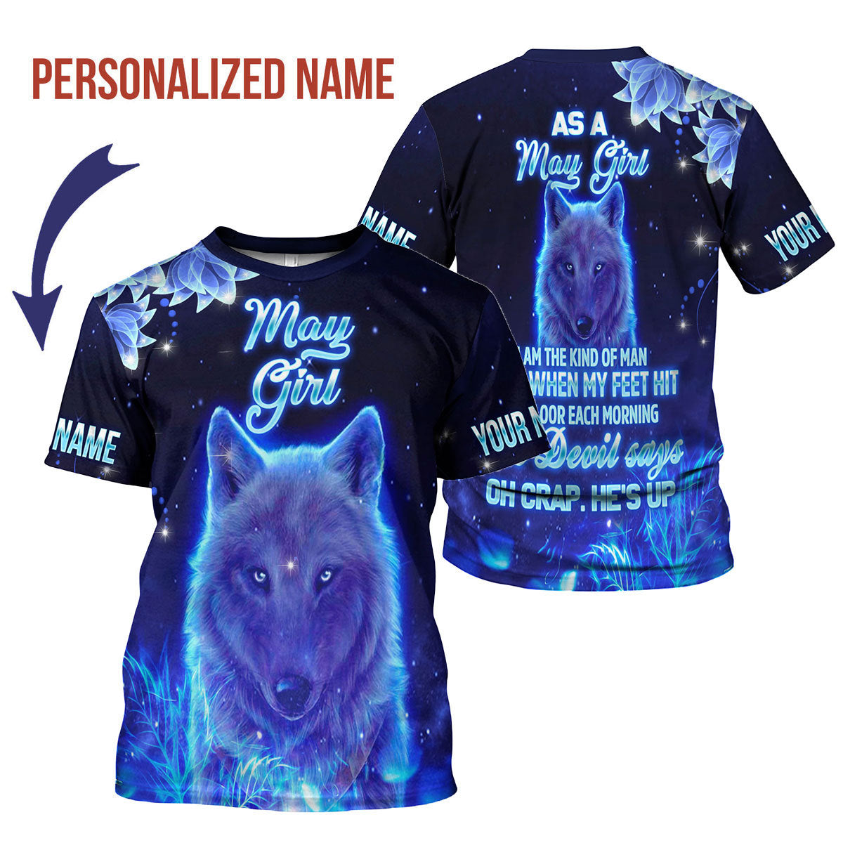 CustomsPig Personalized T-Shirt May Girl All Over Printed