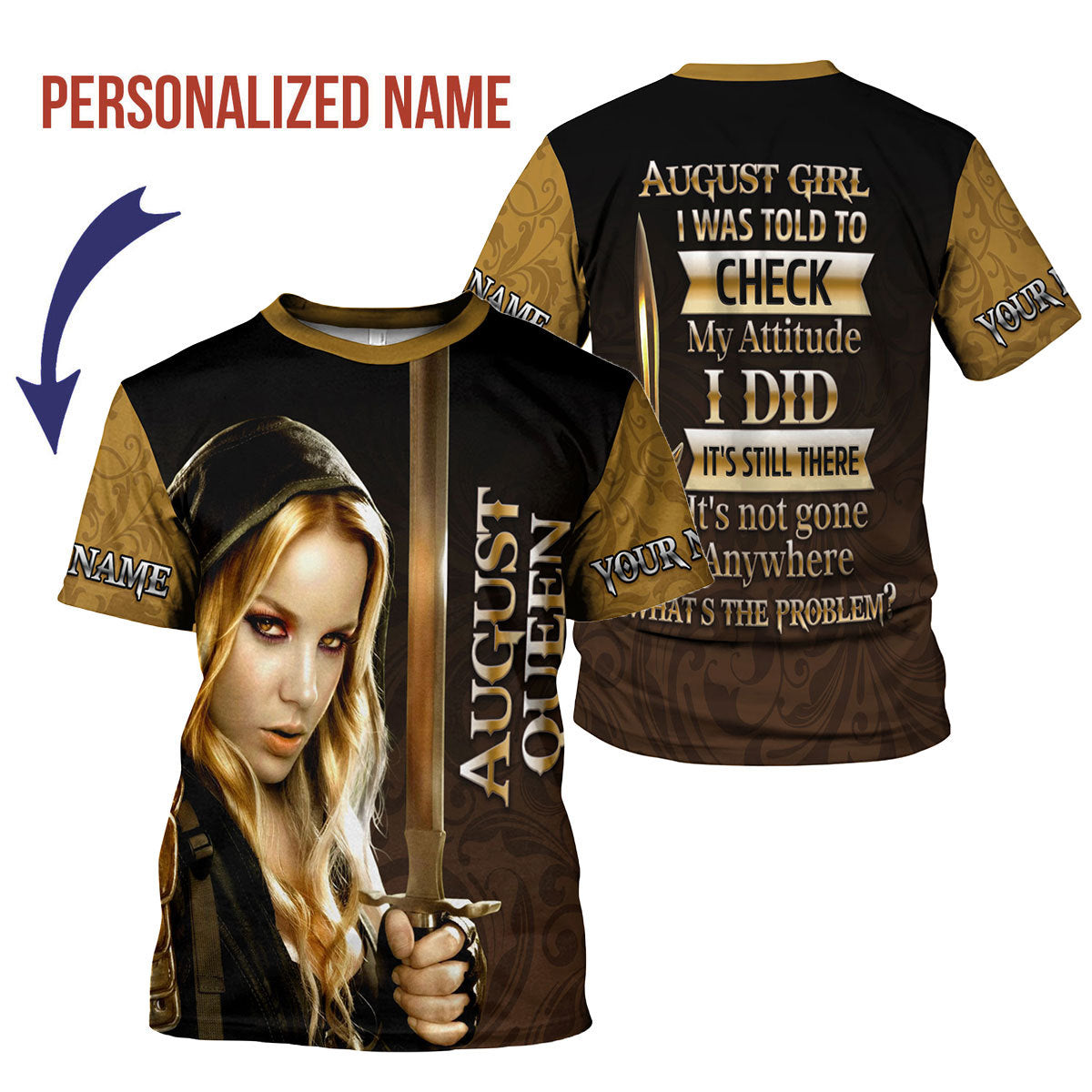 CustomsPig Personalized T-Shirt I'm An August Girl All Over Printed