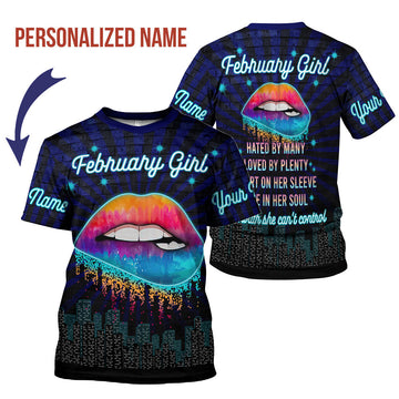 CustomsPig Personalized T-Shirt February Girl Blue All Over Printed