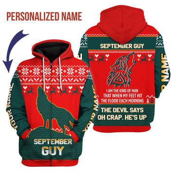 CustomsPig Personalized Zip Hoodie September Guy All Over Printed