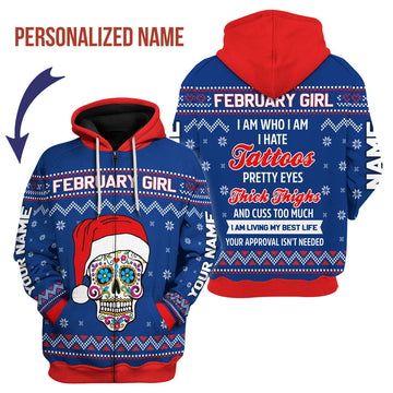 CustomsPig Personalized Hoodie February Girl I Am Who I Am All Over Printed