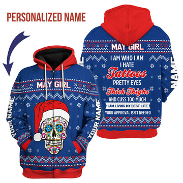 CustomsPig Personalized Zip Hoodie May Girl I Am Who I Am All Over Printed