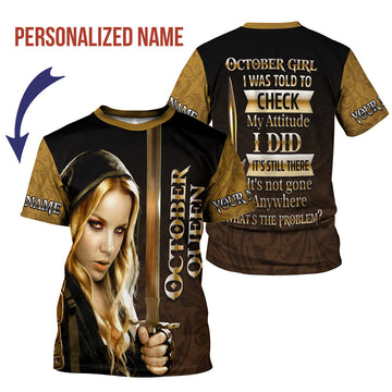 CustomsPig Personalized T-shirt I'm An October Girl All Over Printed