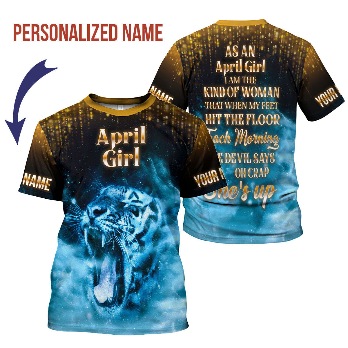 CustomsPig Personalized T-Shirt As An April Girl All Over Printed