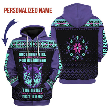 CustomsPig Personalized Zip Hoodie December Girl All Over Printed