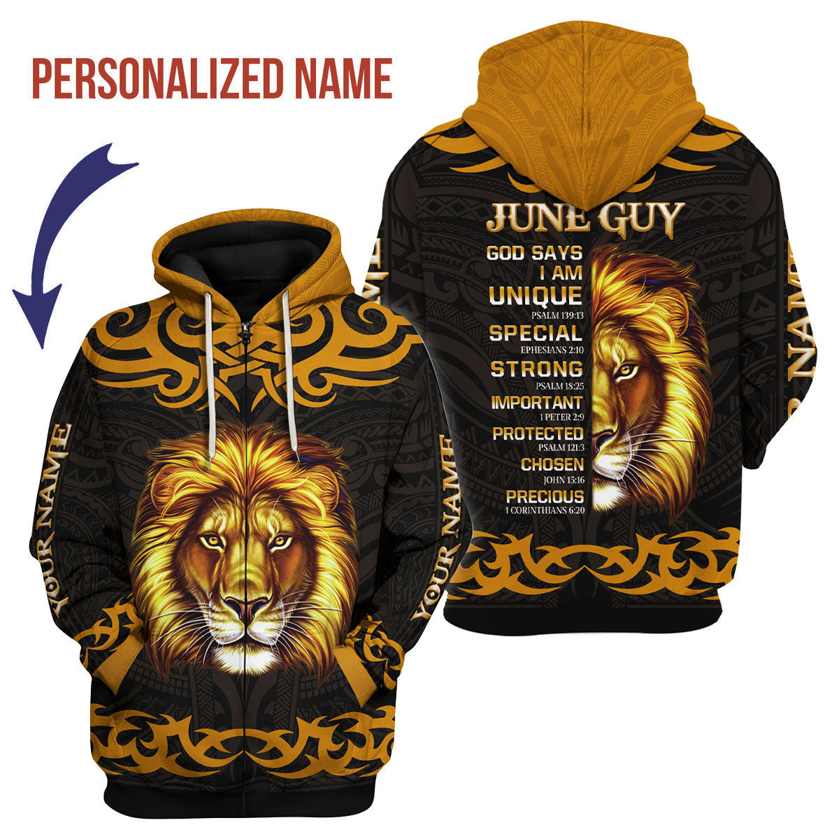 CustomsPig Personalized Zip Hoodie June King All Over Printed