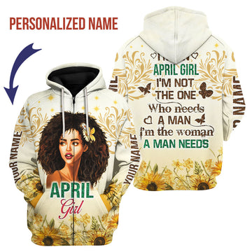 CustomsPig Personalized Zip Hoodie April Girl All Over Printed