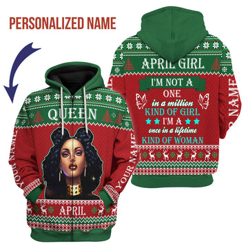 CustomsPig Personalized Zip Hoodie April Girl All Over Printed