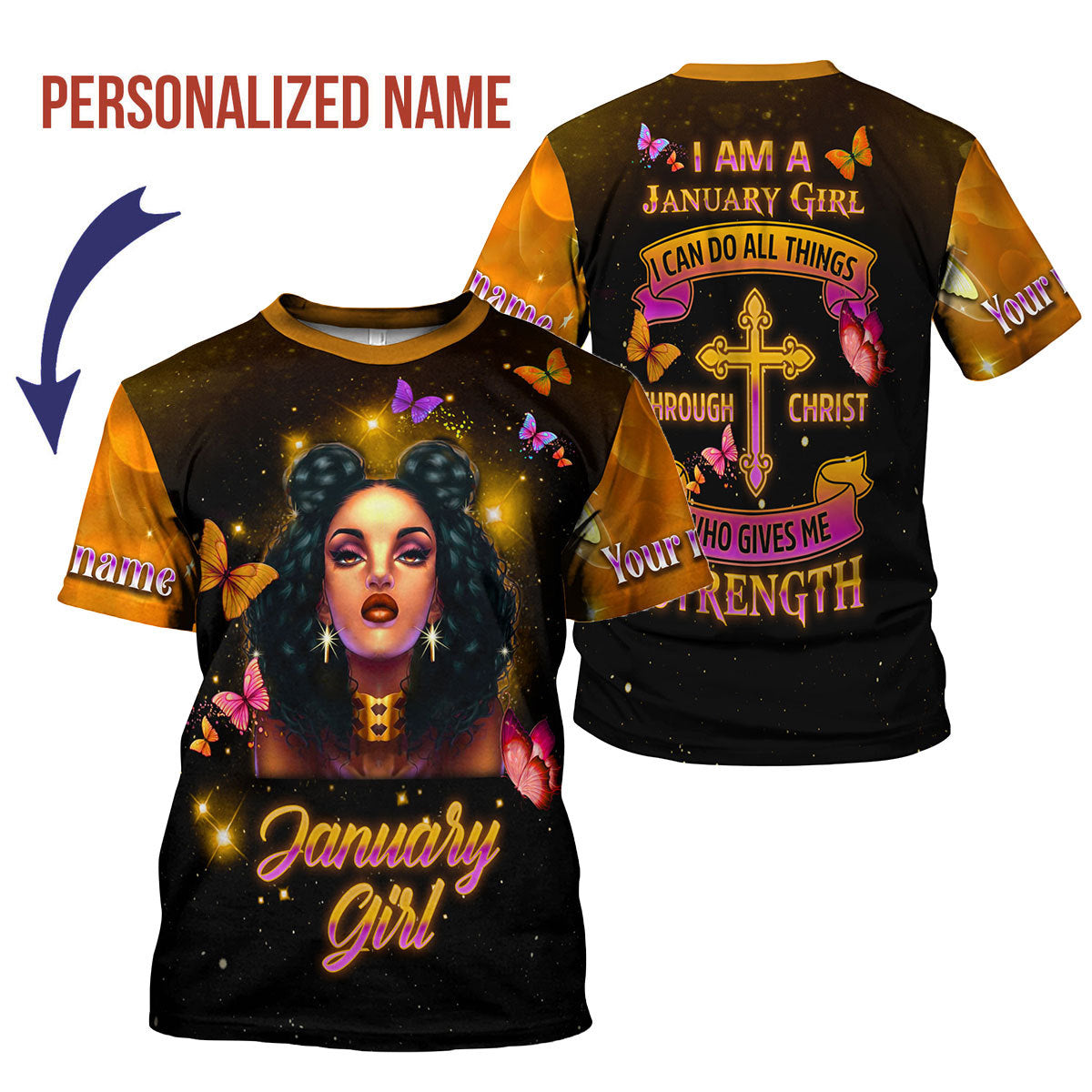 CustomsPig Personalized T-Shirt I Am A January Girl All Over Printed