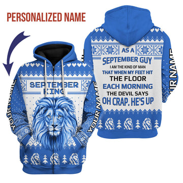 CustomsPig Personalized Zip Hoodie September Guy All Over Printed