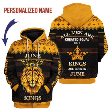 CustomsPig Personalized Zip Hoodie June Guy Kings Are Born In June All Over Printed