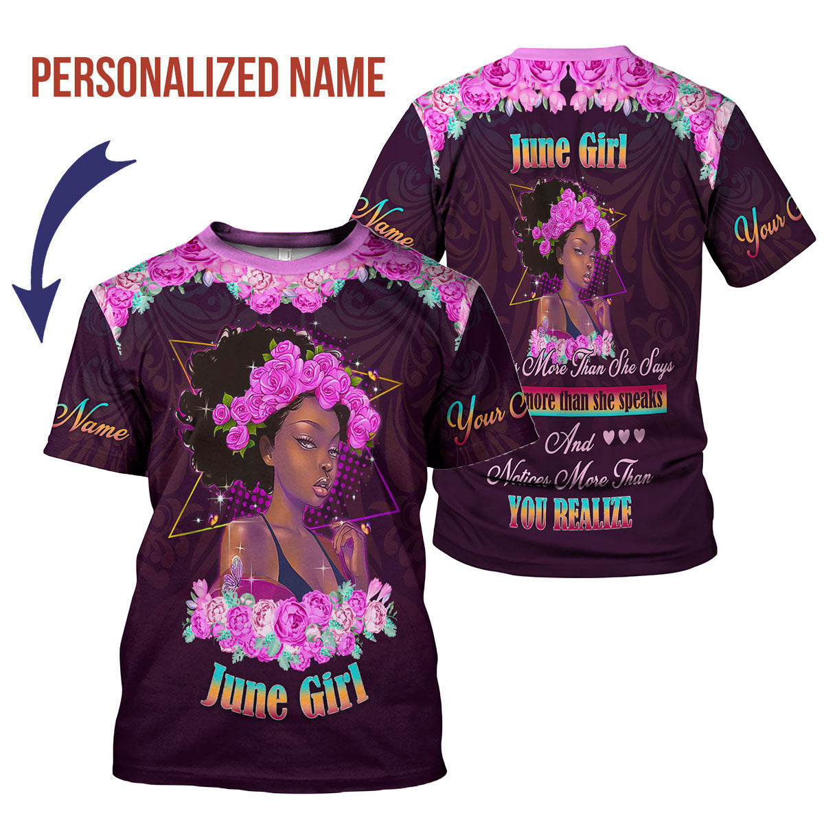 CustomsPig Personalized T-Shirt June Girl All Over Printed