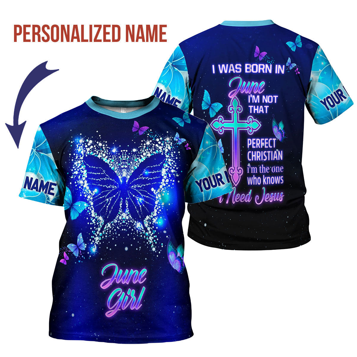 CustomsPig Personalized T-Shirt June Girl All Over Printed