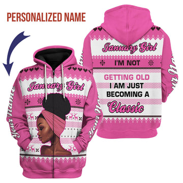 CustomsPig Personalized Zip Hoodie January Girl All Over Printed