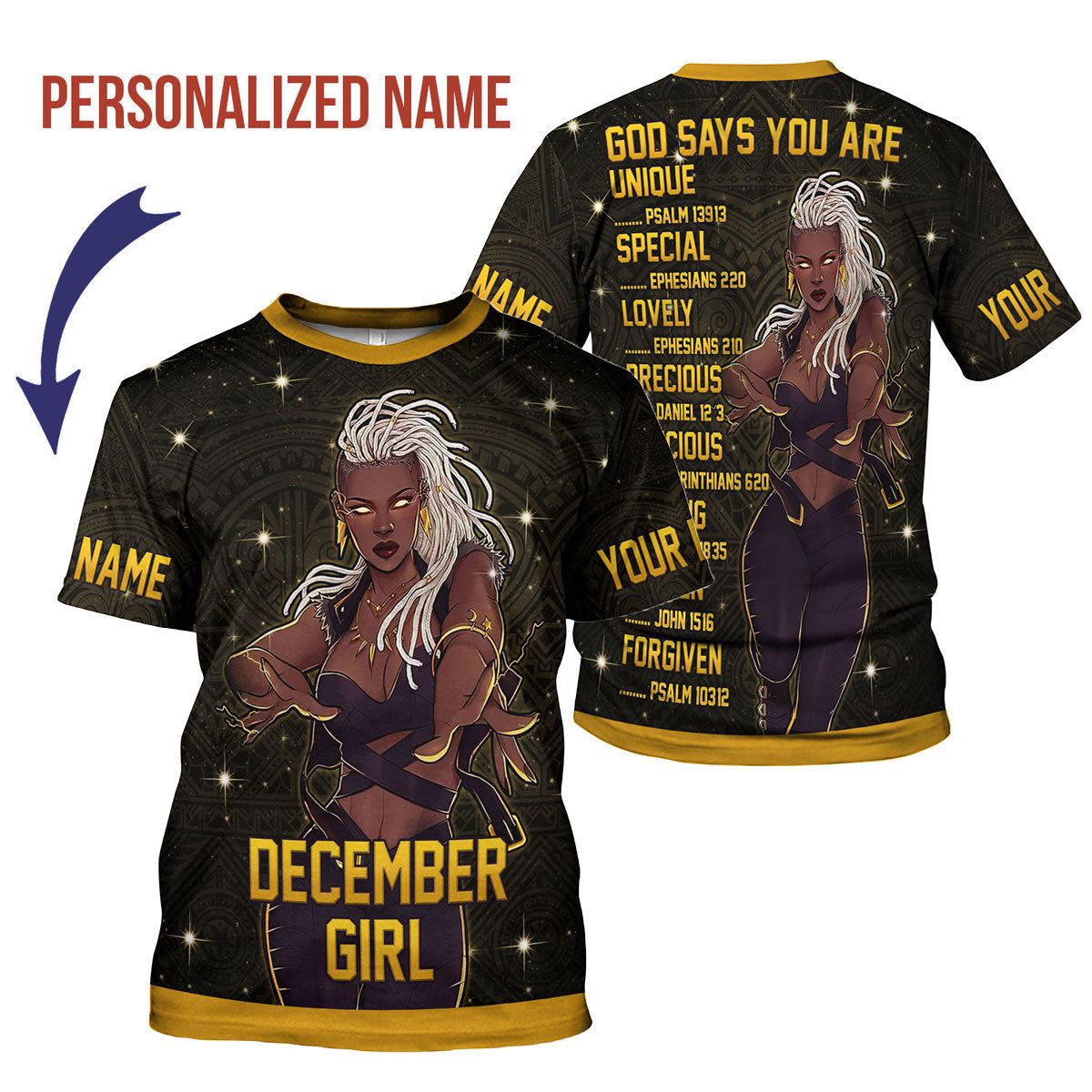 Customspig Personalized T-Shirt  December Girl All Over Printed