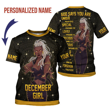 Customspig Personalized T-Shirt  December Girl All Over Printed
