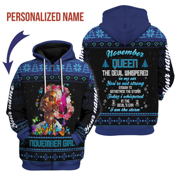 CustomsPig Personalized Zip Hoodie November Girl I Am The Storm All Over Printed