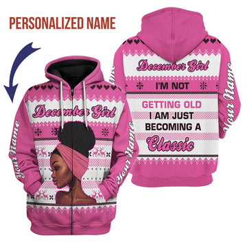 CustomsPig Personalized Zip Hoodie December Girl All Over Printed