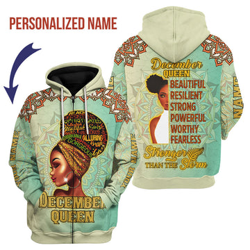 CustomsPig Personalized Zip Hoodie December Girl All Over Printed