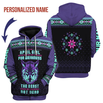 CustomsPig Personalized Zip Hoodie April Girl All Over Printed