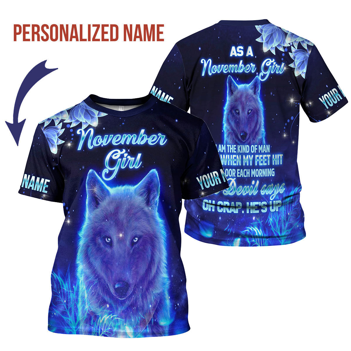 CustomsPig Personalized T-shirt November Girl All Over Printed
