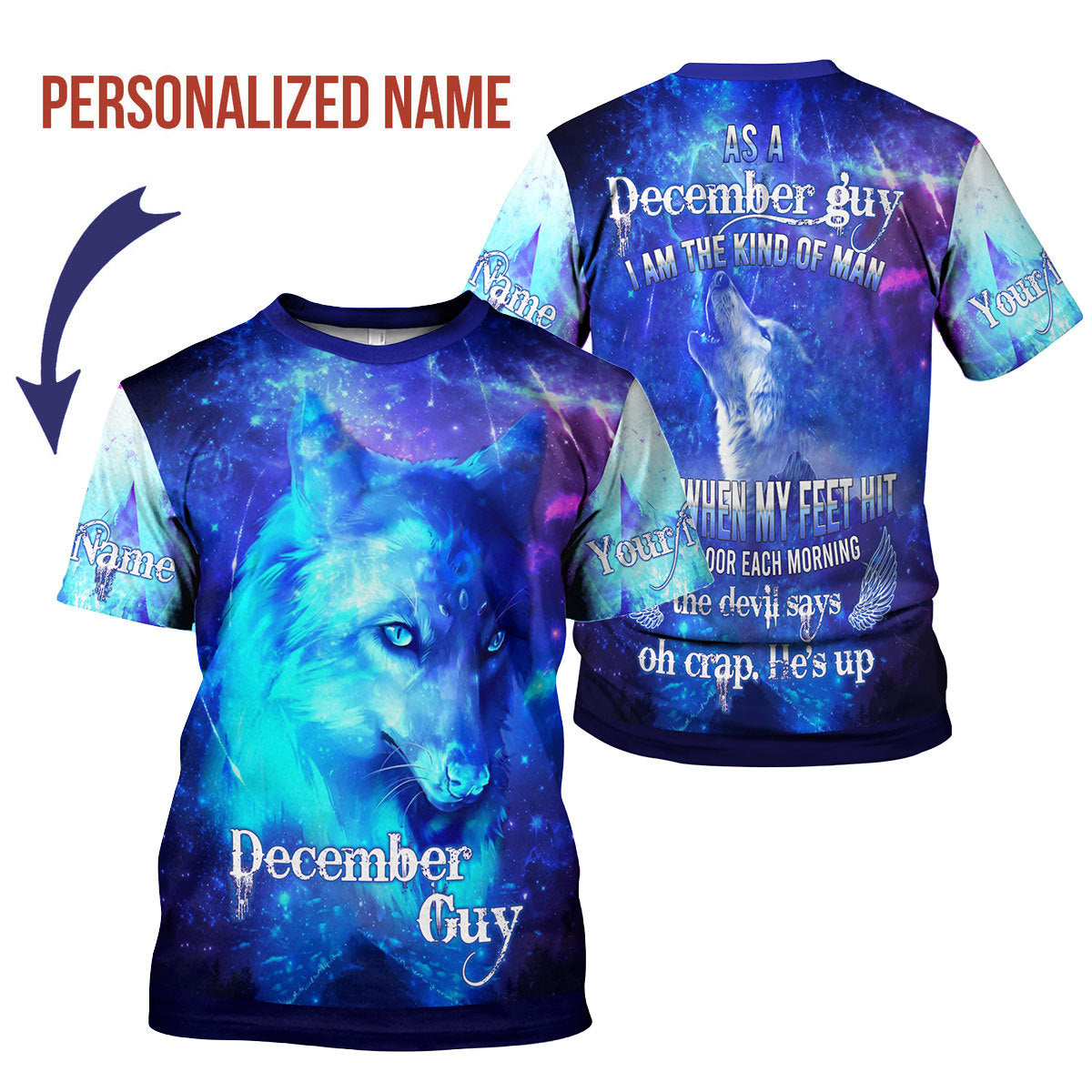 CustomsPig Personalized T-shirt December Guy All Over Printed
