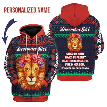 CustomsPig Personalized Zip Hoodie December Girl All Over Printed