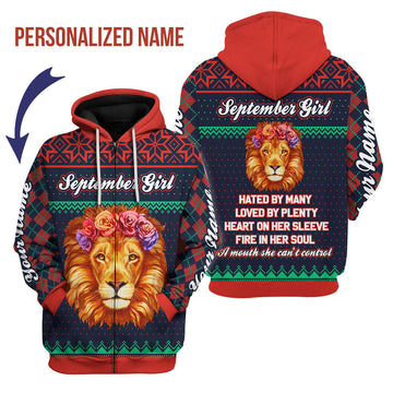 CustomsPig Personalized Zip Hoodie September Girl All Over Printed