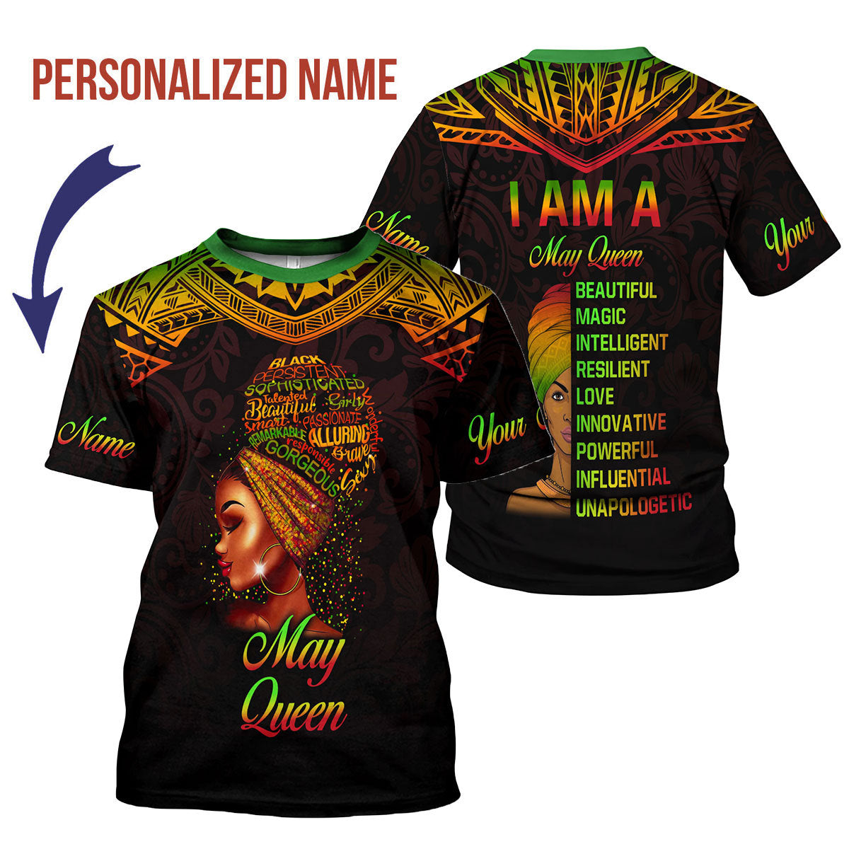 CustomsPig Personalized T-Shirt May Queen All Over Printed