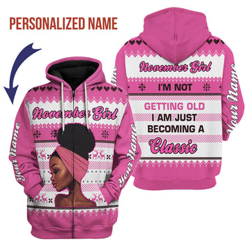 CustomsPig Personalized Zip Hoodie November Girl All Over Printed