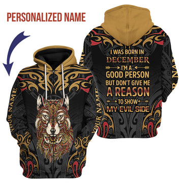 CustomsPig Personalized Zip Hoodie December Guy All Over Printed