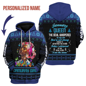 CustomsPig Personalized Zip Hoodie January Girl I Am The Storm All Over Printed
