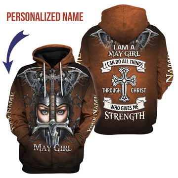 CustomsPig Personalized Zip Hoodie May Girl All Over Printed
