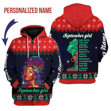 CustomsPig Personalized Zip Hoodie September Girl All Over Printed