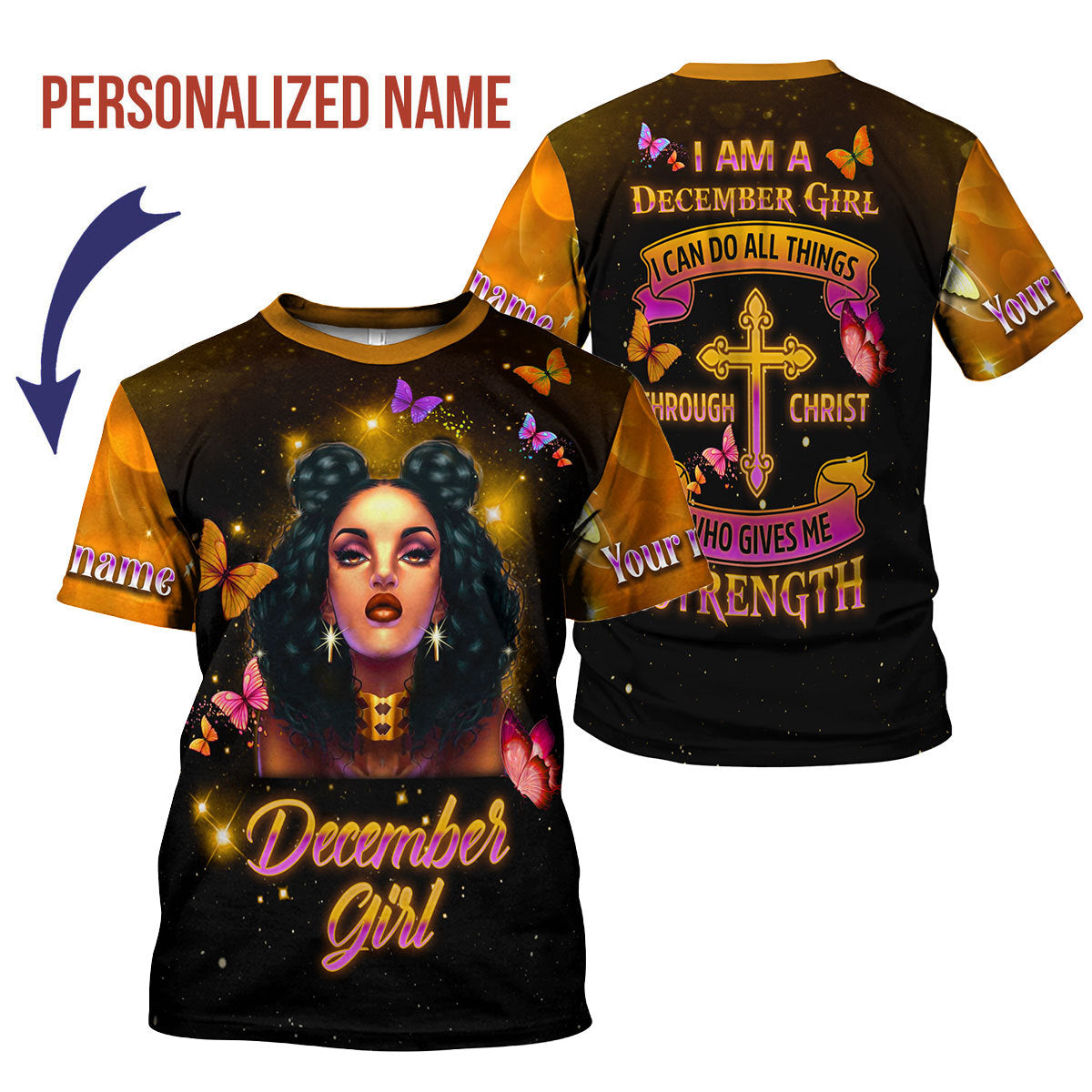 CustomsPig Personalized T-shirt I Am A December Girl All Over Printed