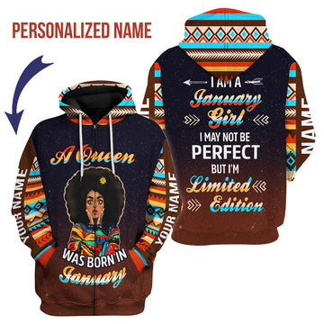 CustomsPig Personalized Zip Hoodie January Girl All Over Printed