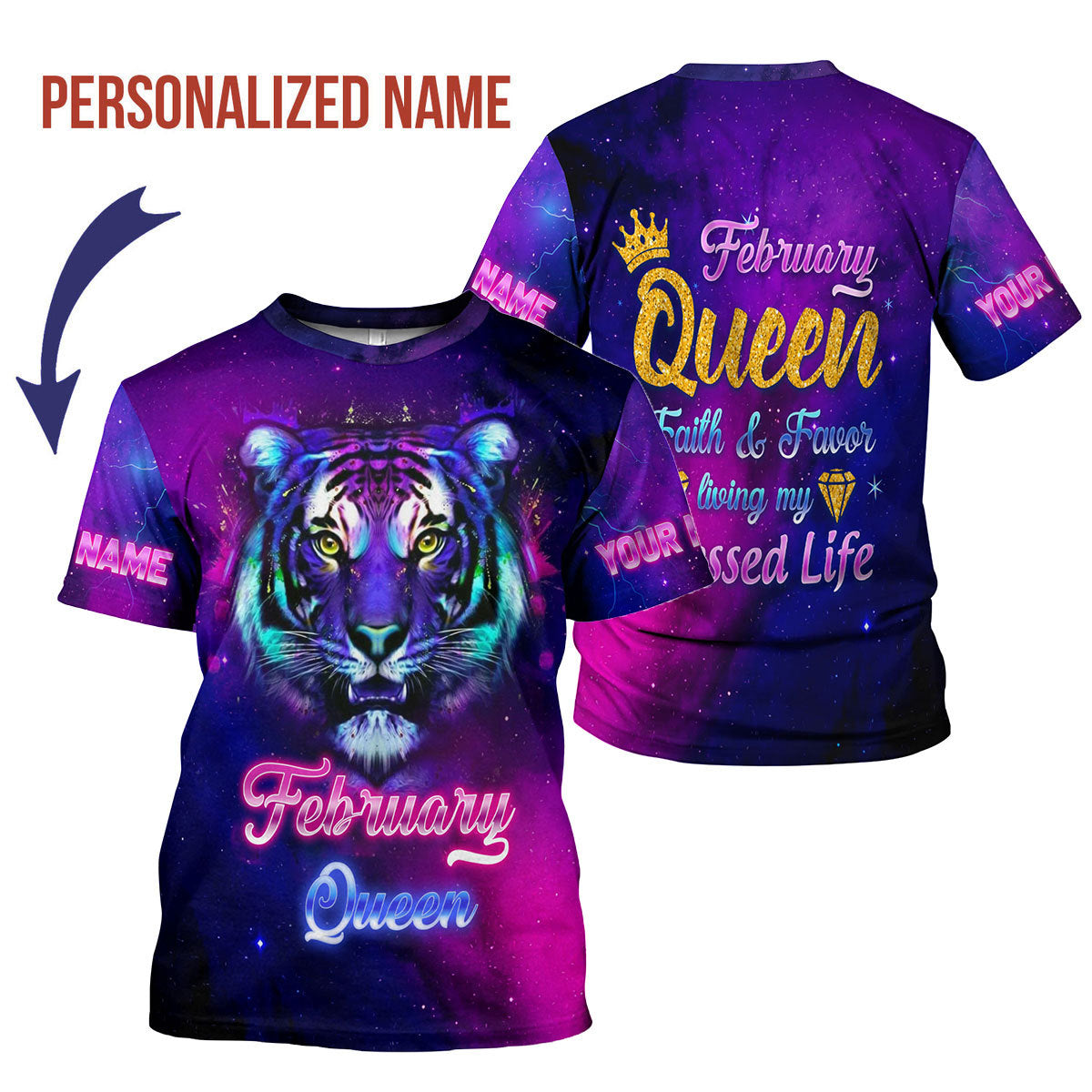 CustomsPig Personalized T-Shirt February Queen All Over Printed