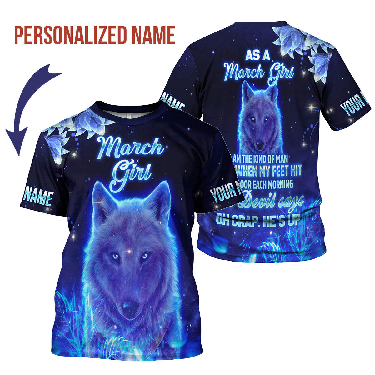 CustomsPig Personalized T-Shirt March Girl All Over Printed